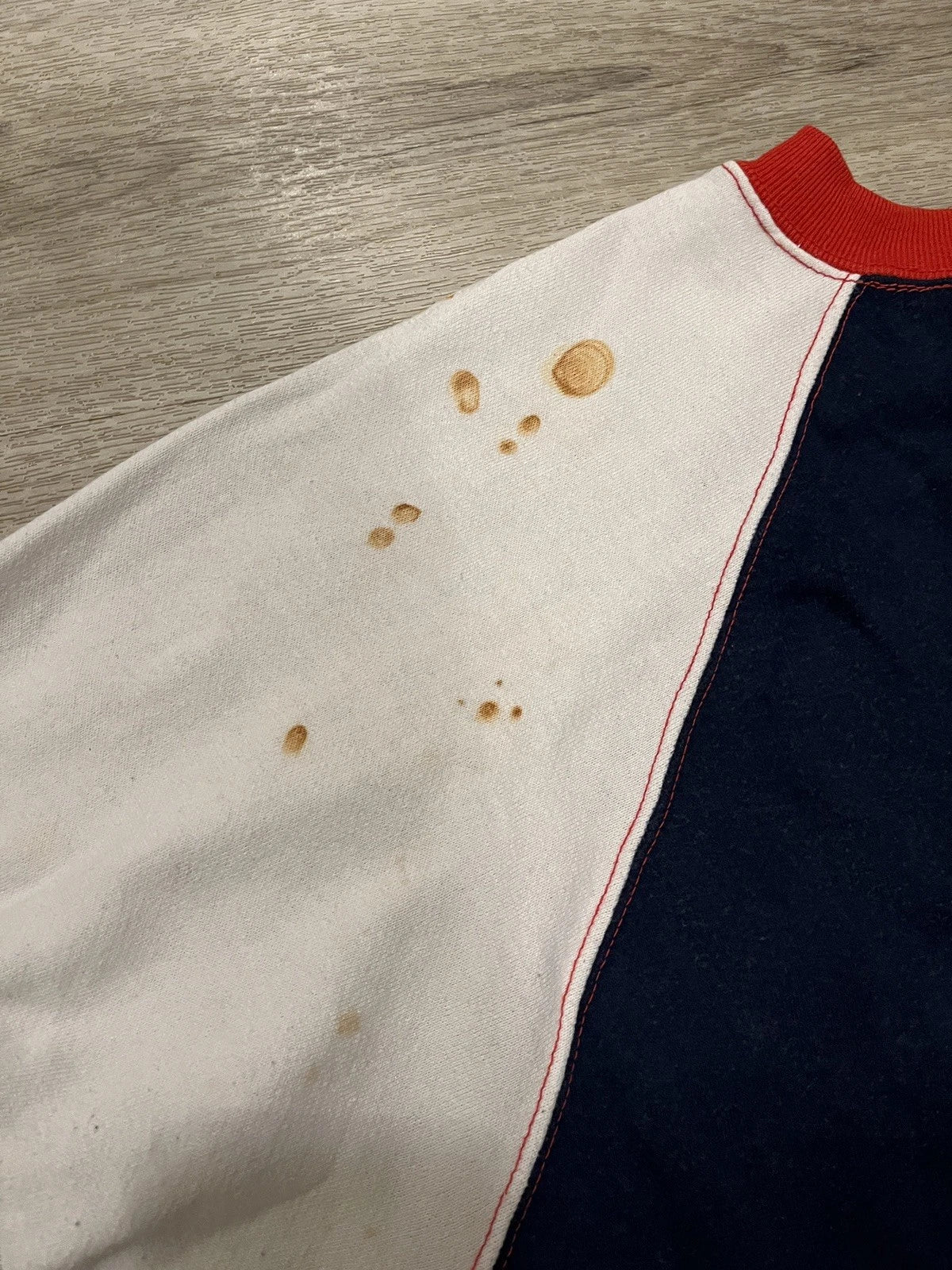 Vintage Short Sleeve Raglan Sweatshirt Size Large Red White And Blue